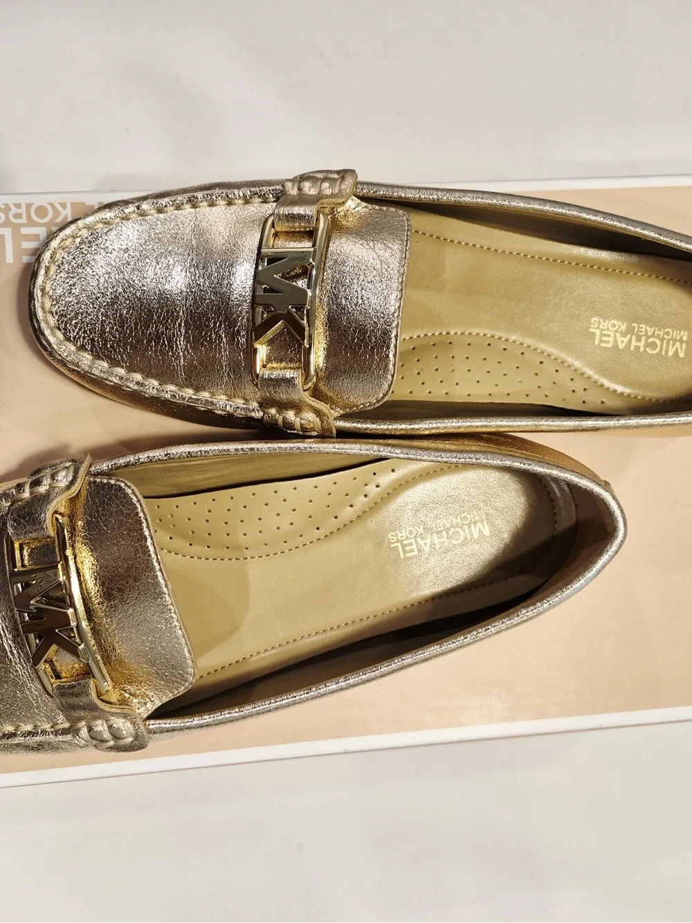 MICHAEL Michael Kors Women’s Metallic Gold Leather Loafers size 7.5